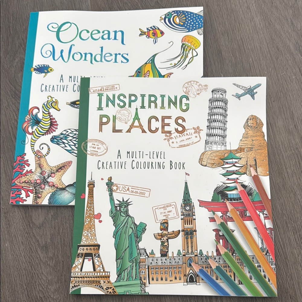 Inspiring Places and Ocean Wonders Coloring Books